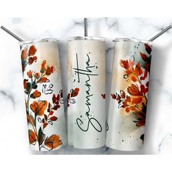Personalized autumn florals tumbler, with lid and straw, Best friends gifts,personalized gift for best friend, mothers d
