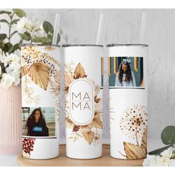 Personalized Mama Tumbler, Mothers Day gift, boho Mama Tumbler with Kids pictures,Gift for Mom, Mothers Day Gift for Mom