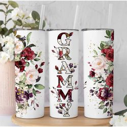 Grammy tumbler, grandma floral tumbler, gigi travel mug, cute floral grammy cup, mothers day tumbler gift,gigi cup