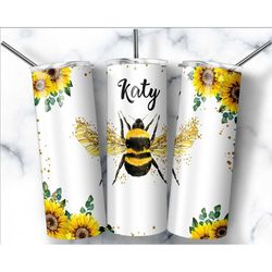 Personalized Bee Sunflower Tumbler with lid and straw , Bee Gifts, Bee Tumbler With Straw, Bee Gifts For Women, Bee Cup