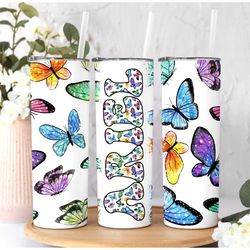 Butterfly Personalized, Butterfly Gifts, Butterfly Tumbler Cup With Straw, Butterfly Gifts For Women, Butterfly Lover Gi