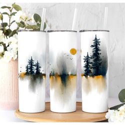 sunset forest tumbler, gifts for your best friend, graduation gifts for her,personalized tumbler with lid and straw