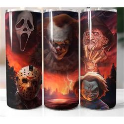 Horror Movie Characters Halloween 20oz Tumbler Double Wall Insulated Travel Mug Cup Gift For Her Co Worker