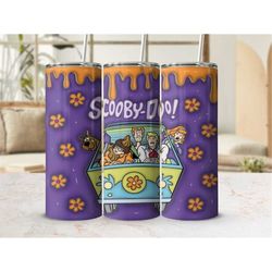 3D Scooby Doo Family Puff Puffy 20oz Tumbler Design, Travel Mug Cup Double Wall Insulated