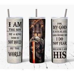 I Am The Son of a King Christian Jesus Lion of Judah, Christian Gift Travel Mug Cup - 20 oz Double Wall Insulated Tumble