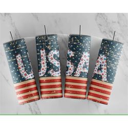 USA Patriotic Flag 4th Of July Tumbler 20oz Skinny Tumbler, Gift for Co Worker, Gift For Her, Double Wall Insulated, Tra