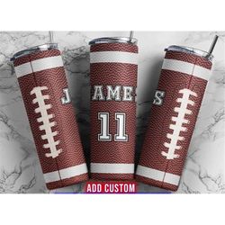 Custom Football Player Personalize Players Names  20oz Skinny Tumbler Straw & Lid, Travel Mug Cup, Double Wall Insulated