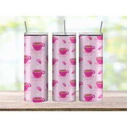I Love You A Latte Tumbler Cup, Valentines Day Gift for Her, Love Tumbler for Women, Pink Tumbler with Straw, Romantic G