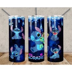 Stitch Design 1, Custom Names & Messages Added, Gifts For Him or Her, Personalized Tumbler w/Straw 20 OZ,Lilo And Stitch