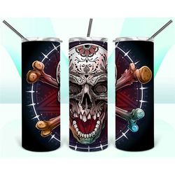 Rotted sugar skull and crossbones tumbler || Sublimation Tumbler || Stainless Tumbler