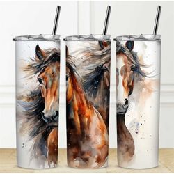 Horses Tumbler Personalization Available Straw Hot Cold Drinks Stainless Steel Sublimation Design Custom Name Water Bott