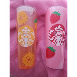 Starbucks Strawberry and Orange Snow Globe Tumbler