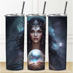 Crystal Ball Mystical Tumbler Personalization Available Straw Hot Cold Drinks Stainless Steel Sublimation Design Custom