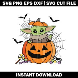 Baby yoda PUMPKIN halloween svg, Disney halloween svg, logo shirt svg, digital file svg, Instant download.