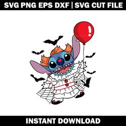 Stitch x Pennywise Clown svg, Halloween svg, Disney halloween svg, logo shirt svg, digital file svg, Instant download.