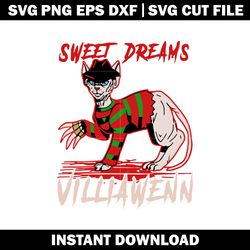 Freddy Krueger Cat Sweet Dreams svg, Horror svg, Halloween svg, logo shirt svg, digital file svg, Instant download.