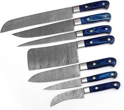 professional kitchen knives custom made damascus steel 7 pcs