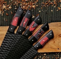 Chef Knives Set 5 Pcs Damascus Steel Blade With Wood Handle Kitchen Knives Set