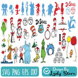 dr seuss svg bundle, cat in hat svg, lorax svg, thing one two svg
