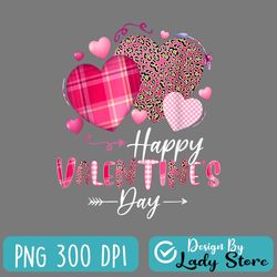 Happy Valentines Day Leopard And Plaid Hearts Girls Women PNG