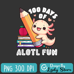100 Days Of School Axolotl Happy 100th Day Teacher Student PNG
