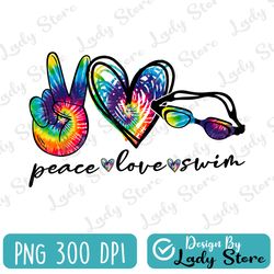 Peace love Swim PNG, Sublimation Design Print, Tie Dye, Leopard, Blue, Digital Download