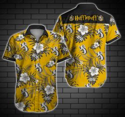Hufflepuff Harry Potter Logo Hawaiian Shirt 3d