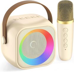 Karaoke Machine, Portable Bluetooth Speaker with 2 Wireless Microphones for Kids, Karaoke Toys Gifts Toys for Girls Boys