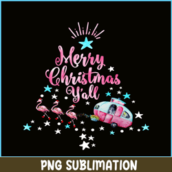 Merry Christmas Y'all PNG Watercolor Crane Rickshaw PNG Camper Christmas Tree PNG