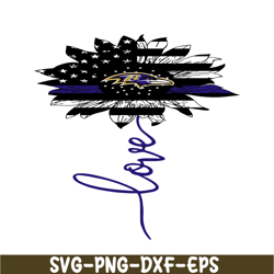 Ravens Love Flower SVG PNG DXF EPS, USA Football SVG, NFL Lovers SVG