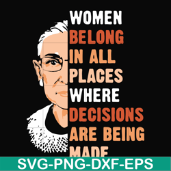 Women belong in all places where decisions are being made svg, png, dxf, eps file FN000276