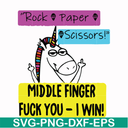 Rock paper scissors middle finger fuck you I win svg, png, dxf, eps file FN000455