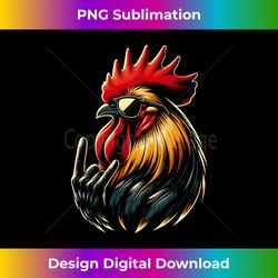 Cool Rock Rooster Chicken Daddy Funny Men Women Chicken Long Sleeve - Sophisticated PNG Sublimation File - Pioneer New Aesthetic Frontiers