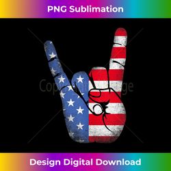 Rock Sign Hand Funny 4th of July American Flag Hand Tank Top - Sleek Sublimation PNG Download - Customize with Flair