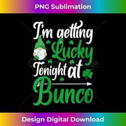 Womens I'm Getting Lucky Tonight At Bunco Gnome St. Patrick's Day V-Neck - Urban Sublimation PNG Design - Animate Your Creative Concepts