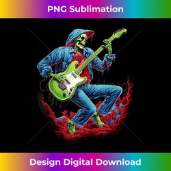 skeleton playing guitar rock and roll graphic band tees tank top - luxe sublimation png download - pioneer new aesthetic frontiers