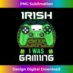 St Patricks day boys kids gamer Shamrock Irish I Was Gaming - Urban Sublimation PNG Design - Challenge Creative Boundaries