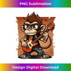 Monkey Chimpanzee Playing Acousitc Rock Guitar Long Sleeve - Sublimation-Optimized PNG File - Lively and Captivating Visuals