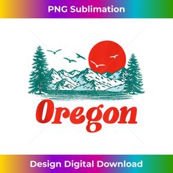 Retro Oregon Mountain Trees & Sun Scene Graphic Tank Top - Crafted Sublimation Digital Download - Reimagine Your Sublimation Pieces