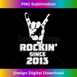 10 Years Old Rockin' Since 2013 Vintage Rock On Hand Horns - Edgy Sublimation Digital File - Customize with Flair