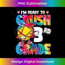 I'm Ready To Crush 3rd Grade Softball Tie Dye Back To School - Futuristic PNG Sublimation File - Pioneer New Aesthetic Frontiers