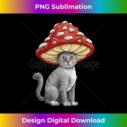 cottagecore aesthetic cat with mushroom hat mushroom cat - contemporary png sublimation design - reimagine your sublimation pieces