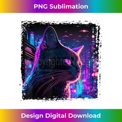 Japanese Aesthetic Synthwave Cat Vaporwave Anime Funny - Artisanal Sublimation PNG File - Craft with Boldness and Assurance