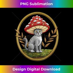 cottagecore aesthetic cat with mushroom hat mushroom cat - vibrant sublimation digital download - ideal for imaginative endeavors