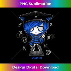 spookscene edgy kitty hat scene kid emo alt goth blue long sleeve - crafted sublimation digital download - spark your artistic genius