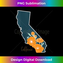 Womens California Poppy State Silhouette orange flowers Tank Top - Eco-Friendly Sublimation PNG Download - Challenge Creative Boundaries