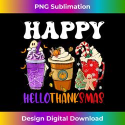 Happy Hallothanksmas Coffee Latte Halloween Thanksgiving - Eco-Friendly Sublimation PNG Download - Striking & Memorable Impressions