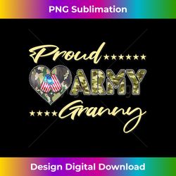 Proud Army Granny - US Flag Dog Tag Heart Military Grandma - Bohemian Sublimation Digital Download - Customize with Flair