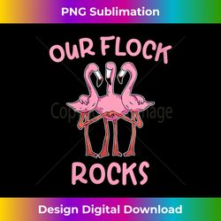 Womens Our Flock Rocks Flamingo Matching Family Vacation Group V-Neck 1 - Futuristic PNG Sublimation File - Customize with Flair