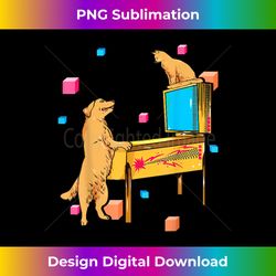 pinball wizard dog cat playing pinball machine - timeless png sublimation download - enhance your art with a dash of spice